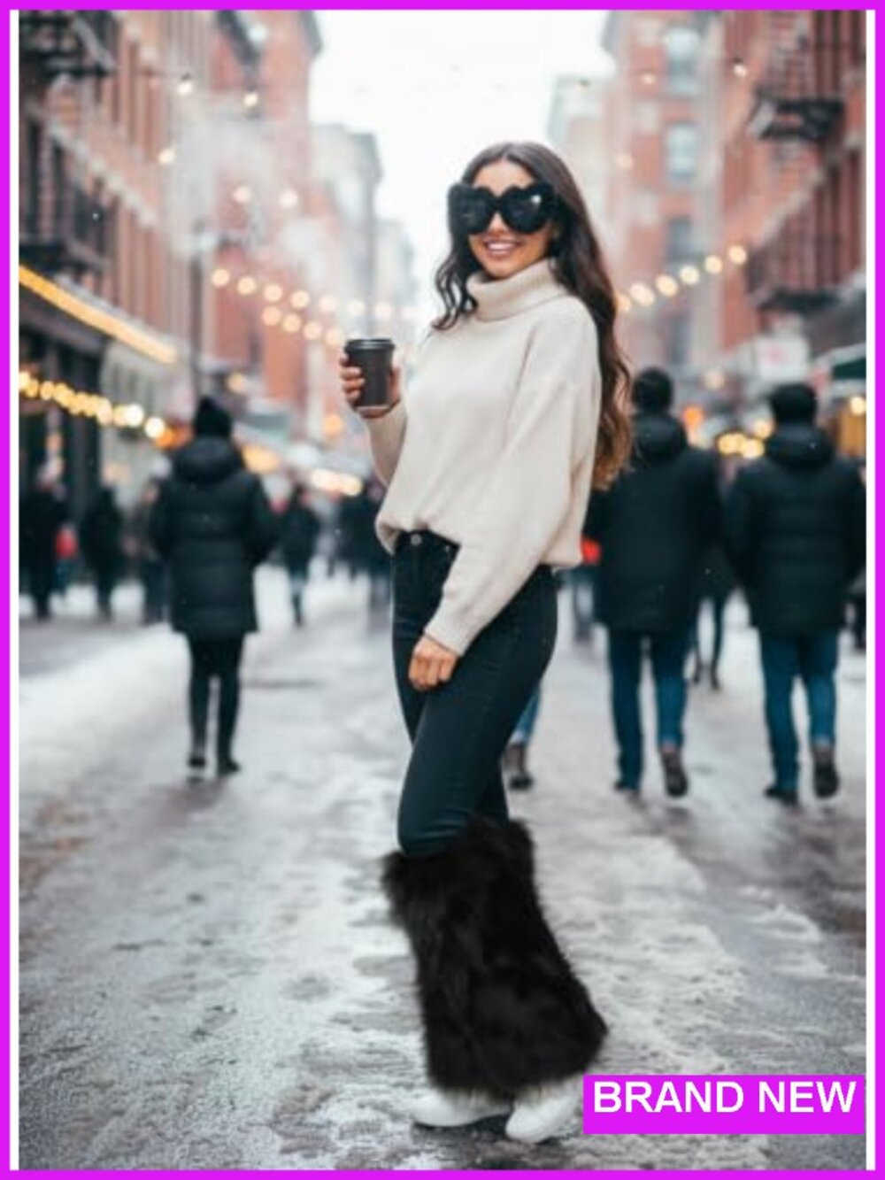 Women Faux Fur Leg Warmers with Fuzzy Sunglasses Set, Fluffy Boot Covers for - Picture 6 of 6